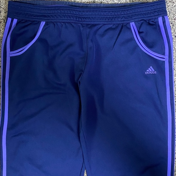 Adidas Navy Blue Yoga Pants Track Pants with Purple Accents Sz L - Picture 2 of 8
